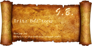 Iritz Bátony névjegykártya